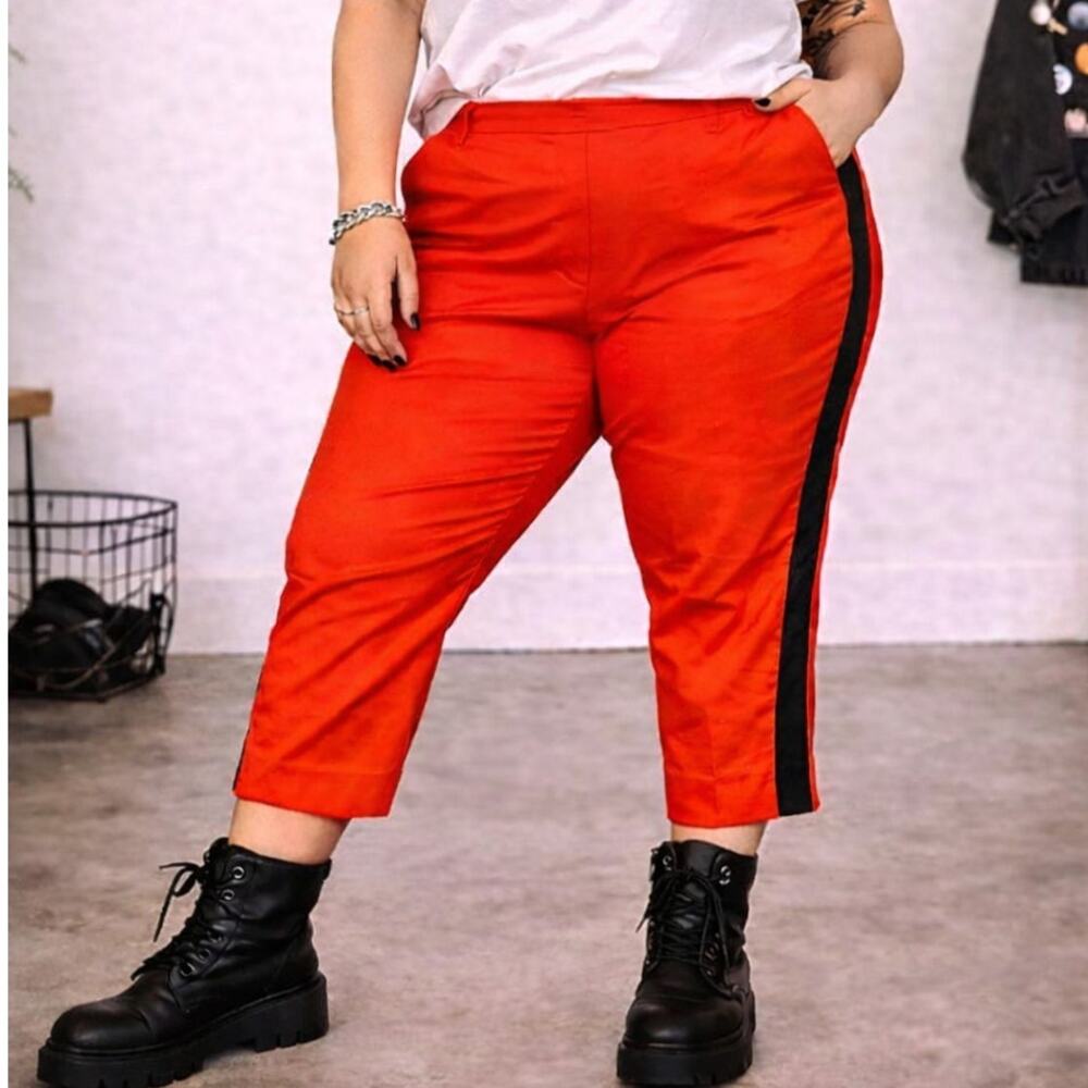 WILDFANG Red/Orange Empower Color Block Slim Crop Pants – Plus Size 24W